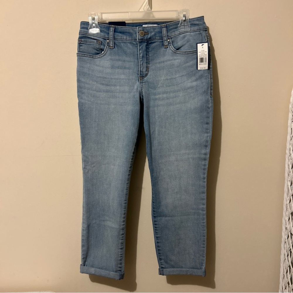 NWT Crown & Ivy Cropped Jeans Women’s 8 Danna Blue Denim Mid Rise Rolled Casual
